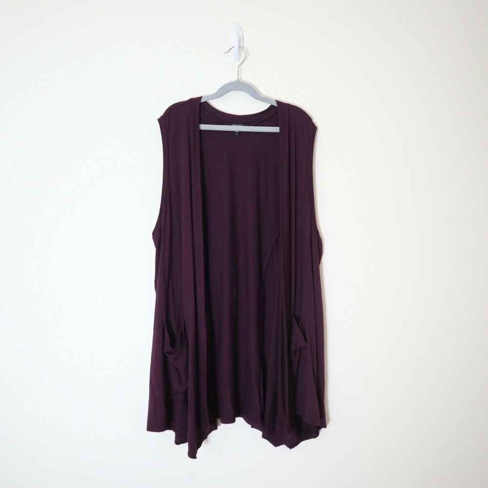 Comfy USA Size L Austin Vest Draped Front Pockets Sleeveless Purple Jersey - Picture 2 of 12